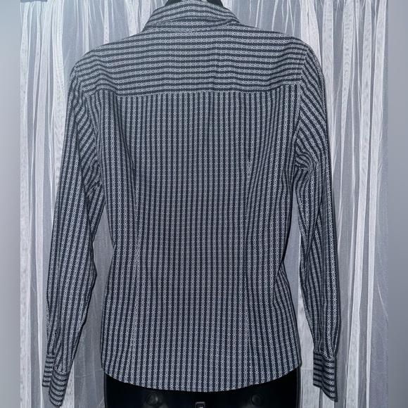 Brooks Brothers Fitted Non-Iron Dress Shirt, navy, chain print, Size 6P - Picture 2 of 5